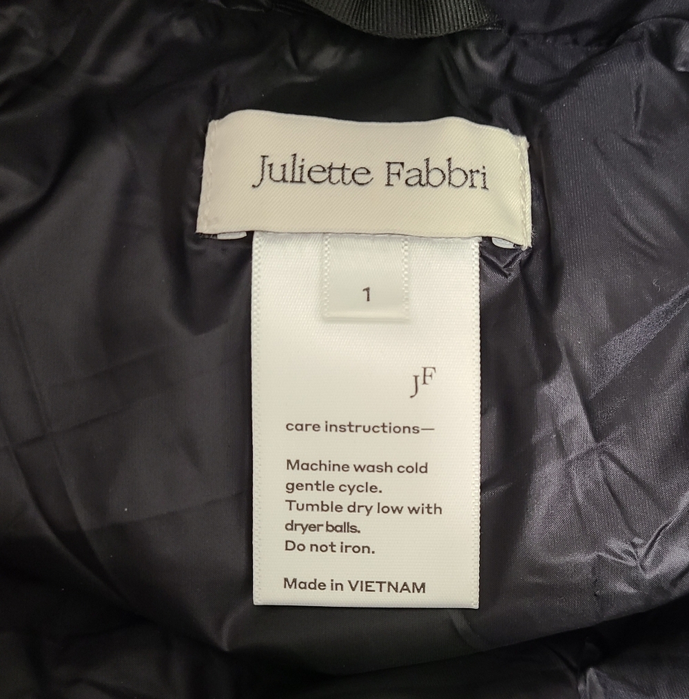 JULIETTE FABBRI Asymmetrical Down Puffer Jacket Black Sz 1 US Sz Small - Picture 9 of 16